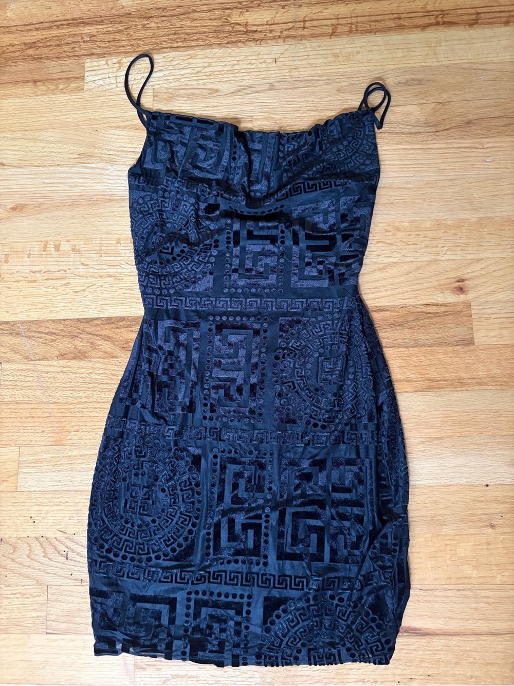 Windsor Black Velvet Geometric Mini Dress